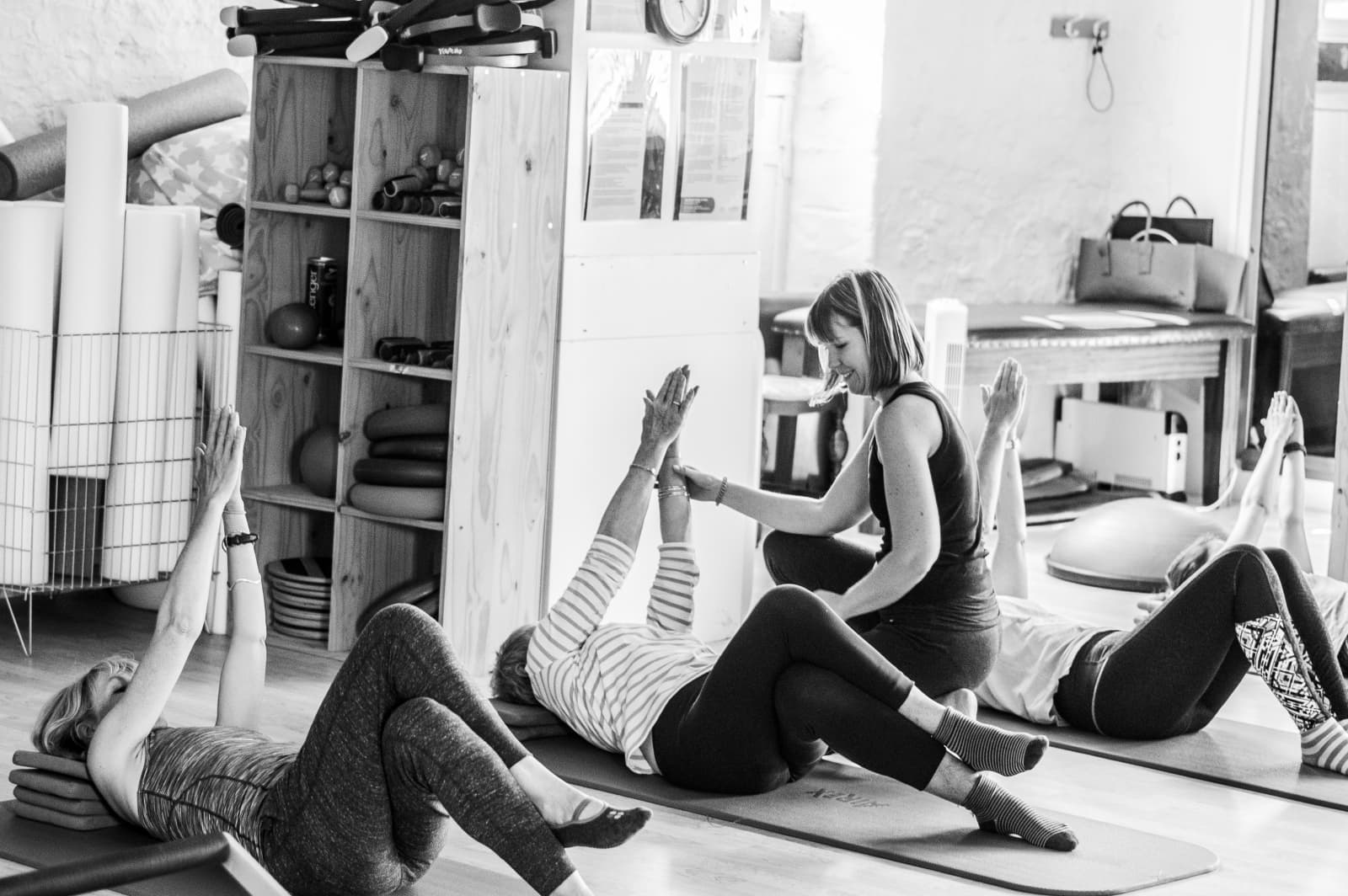 Debbie West teaching a Pilates class